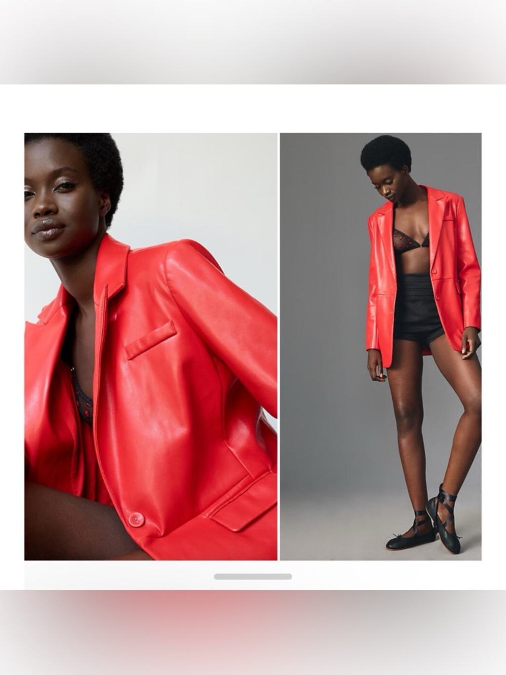 NWT DOLAN Anthropologie Faux Leather Blazer Size XSmall Bright Red